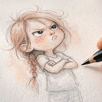 Gyerek rajzolt portré - próbarajz témájához