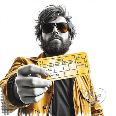 Borítókép illusztráció témához – férfi sárga jeggyel, a múlt és jelen stílusainak metaforája